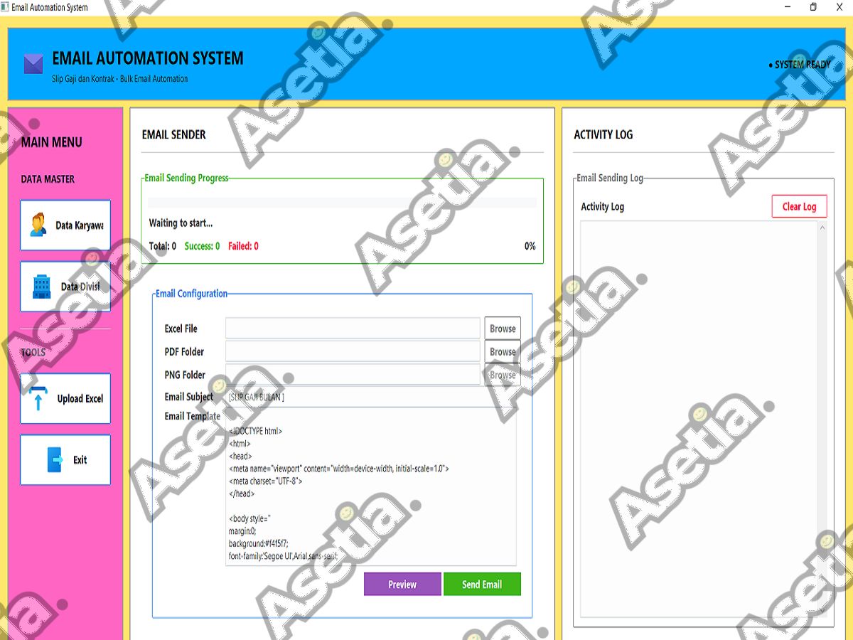 Aplikasi Manajemen email slip gaji Broadcast