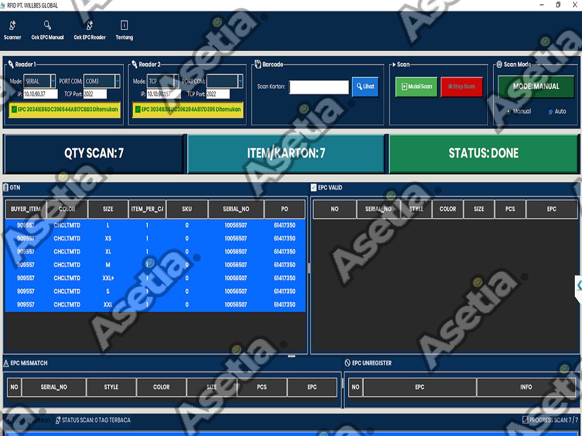 APP SCAN RFID PACKING CHECK UNTUK GARMENT SUPPORT GT NEXUS